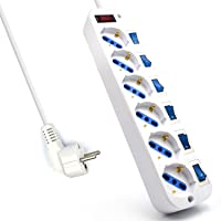 Ewent EW3932 - Regleta con 6 enchufes (1.5 m- 2500 W- protection para niños)- color blanco